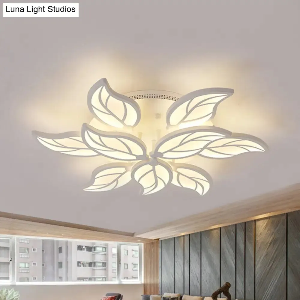 Contemporary 1/2-Tier Acrylic Flush Ceiling Lamp with Leaf Design and Warm/White LED Light (22"/27" Wide)