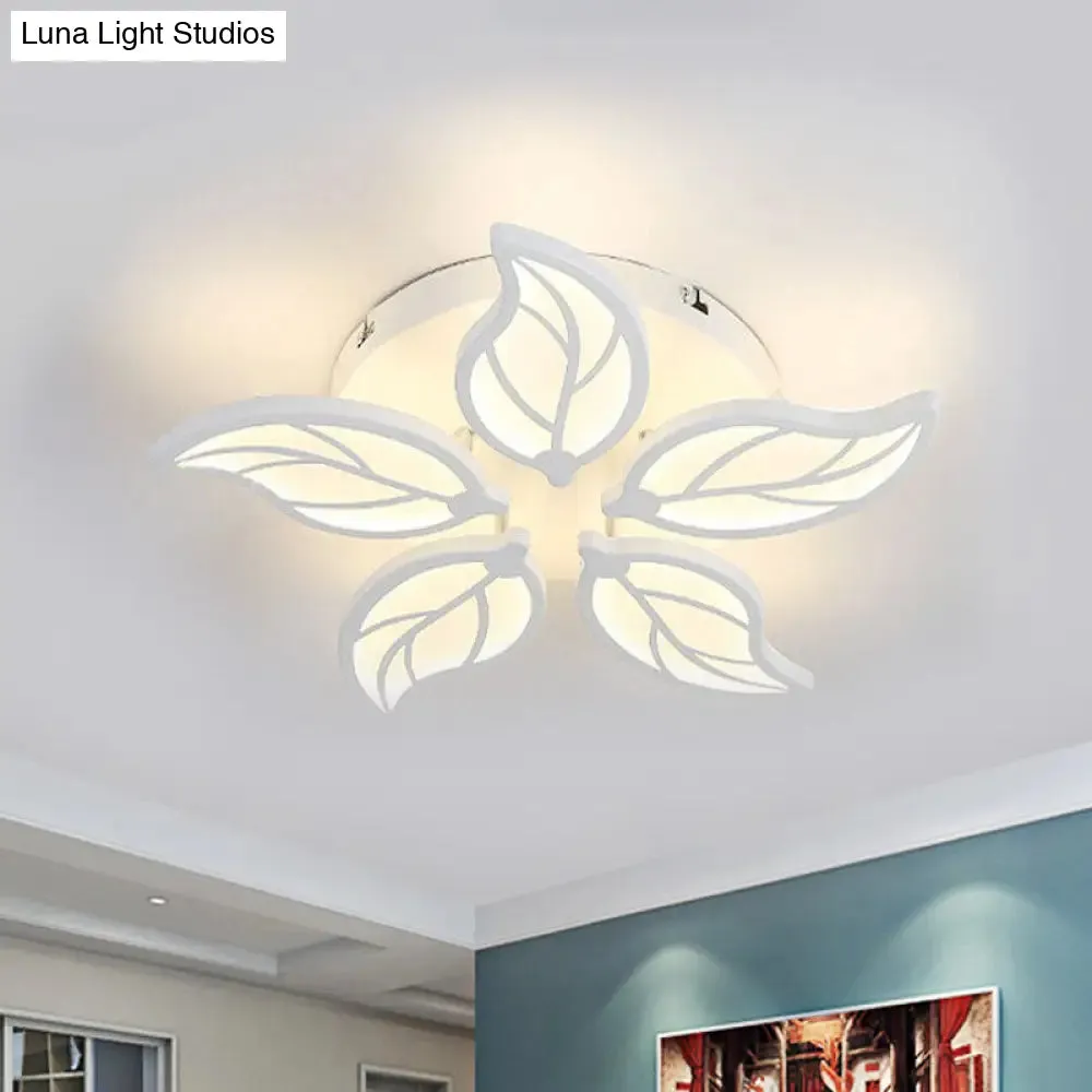 Contemporary 1/2-Tier Acrylic Flush Ceiling Lamp with Leaf Design and Warm/White LED Light (22"/27" Wide)