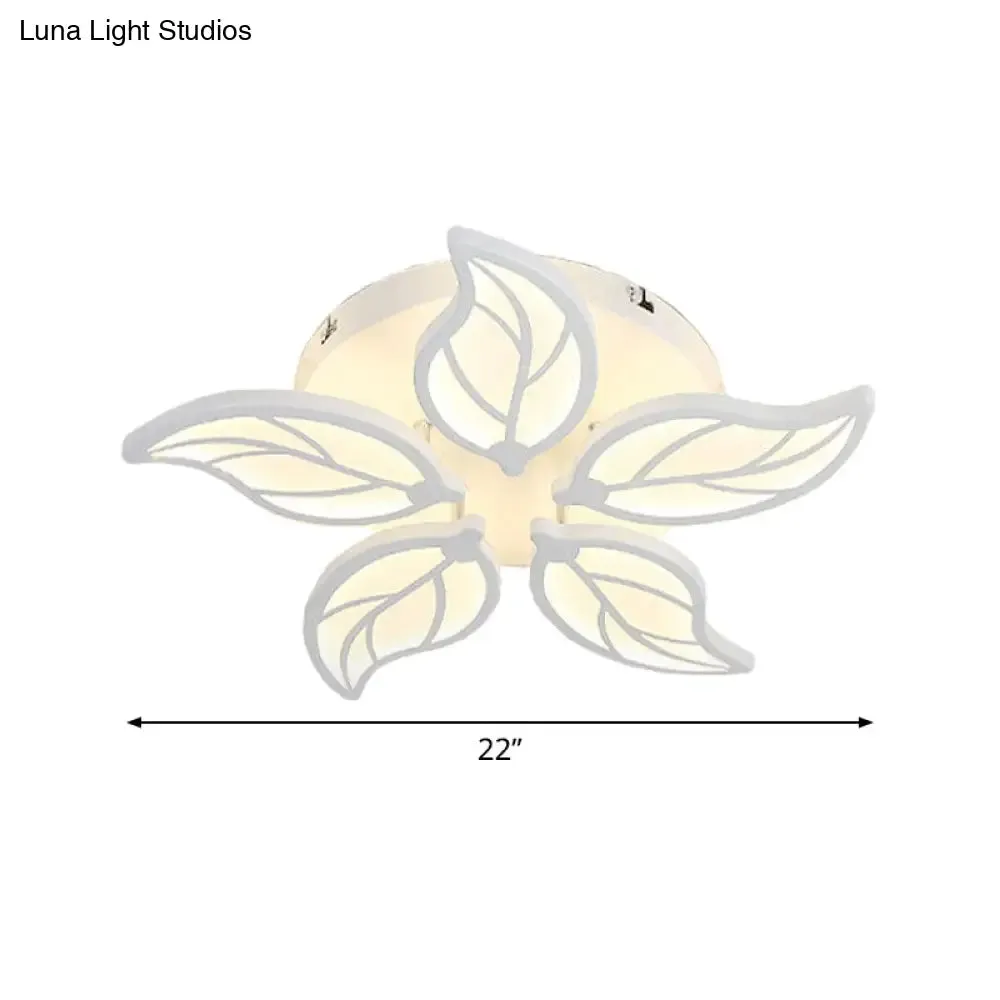 Contemporary 1/2-Tier Acrylic Flush Ceiling Lamp with Leaf Design and Warm/White LED Light (22"/27" Wide)