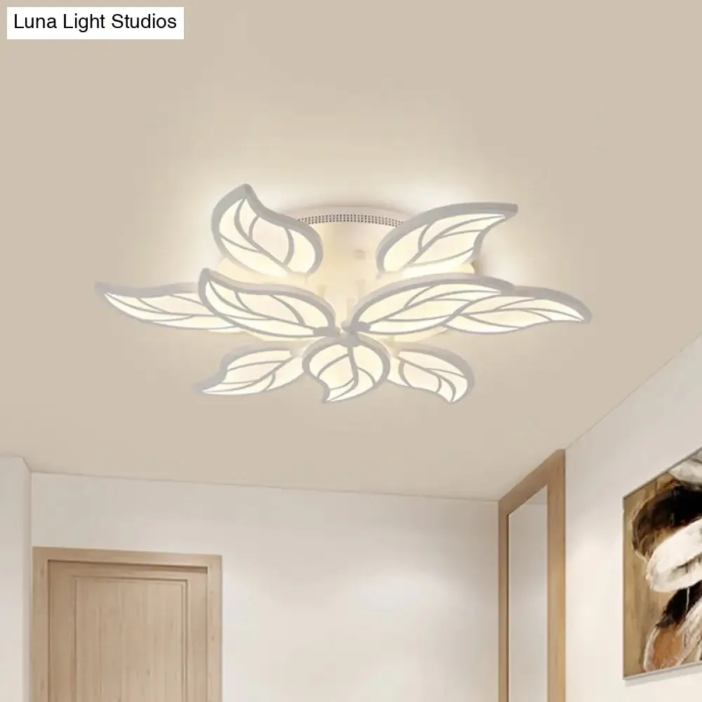 Contemporary 1/2-Tier Acrylic Flush Ceiling Lamp with Leaf Design and Warm/White LED Light (22"/27" Wide)