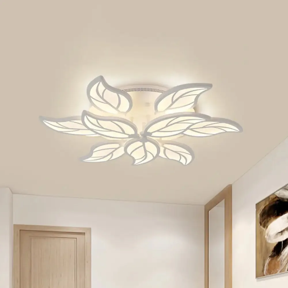 Contemporary 1/2-Tier Acrylic Flush Ceiling Lamp with Leaf Design and Warm/White LED Light (22"/27" Wide)