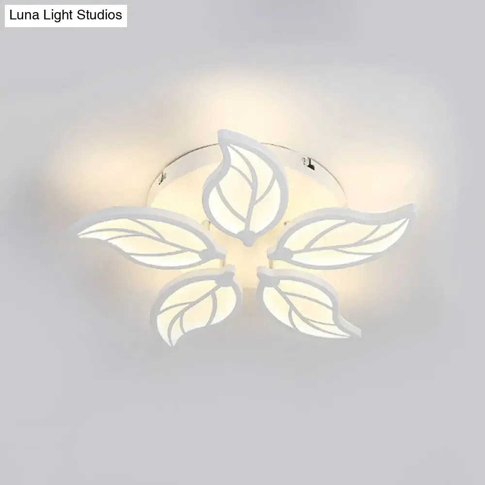 Contemporary 1/2-Tier Acrylic Flush Ceiling Lamp with Leaf Design and Warm/White LED Light (22"/27" Wide)