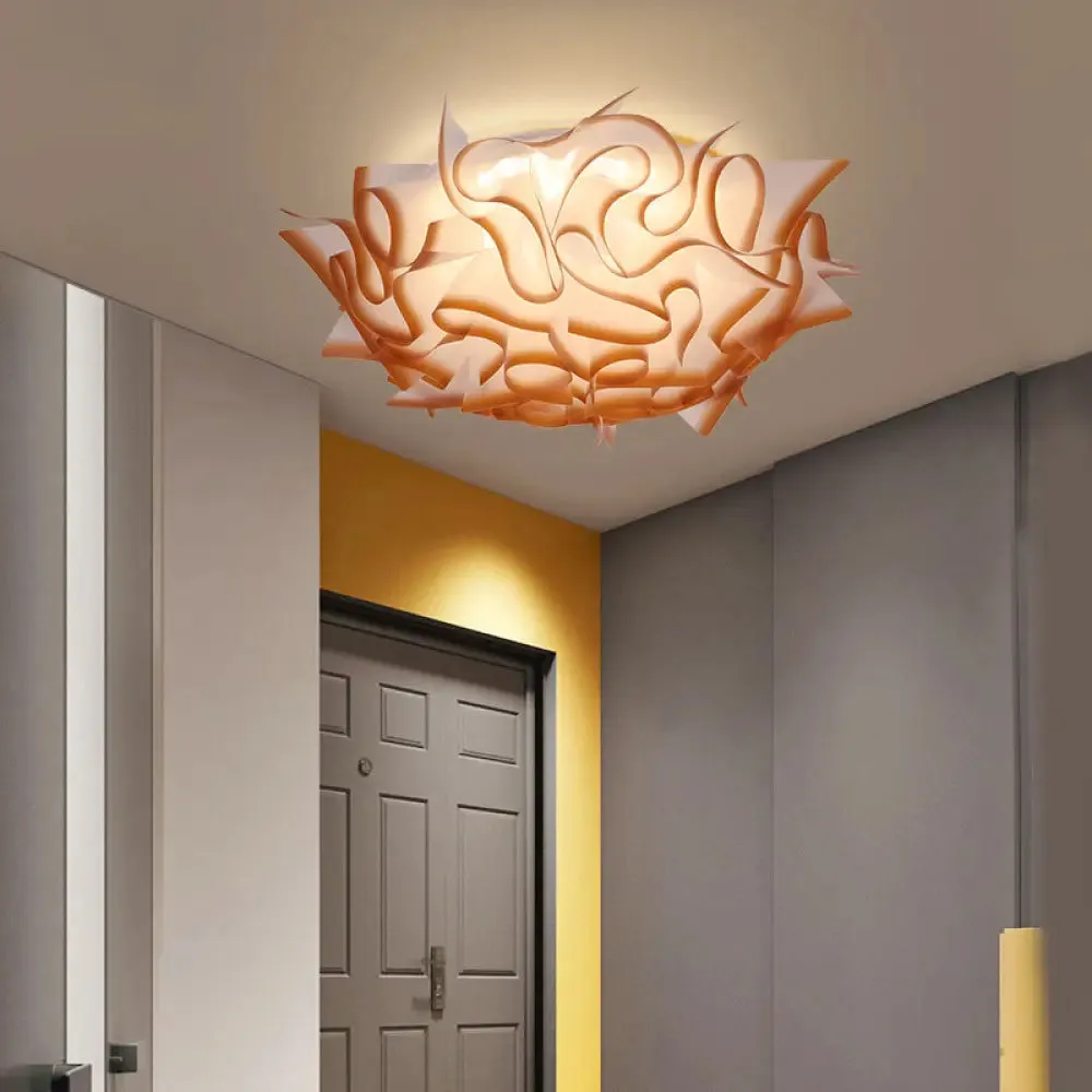 Contemporary Acrylic Flush Ceiling Lamp with LED Light Fixture - Blue/Brown/Orange