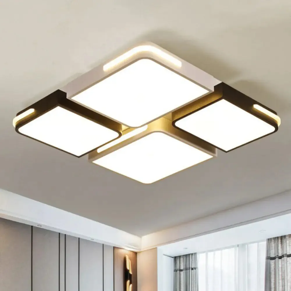 Contemporary Acrylic Flush Ceiling Light - Black and White LED Fixture