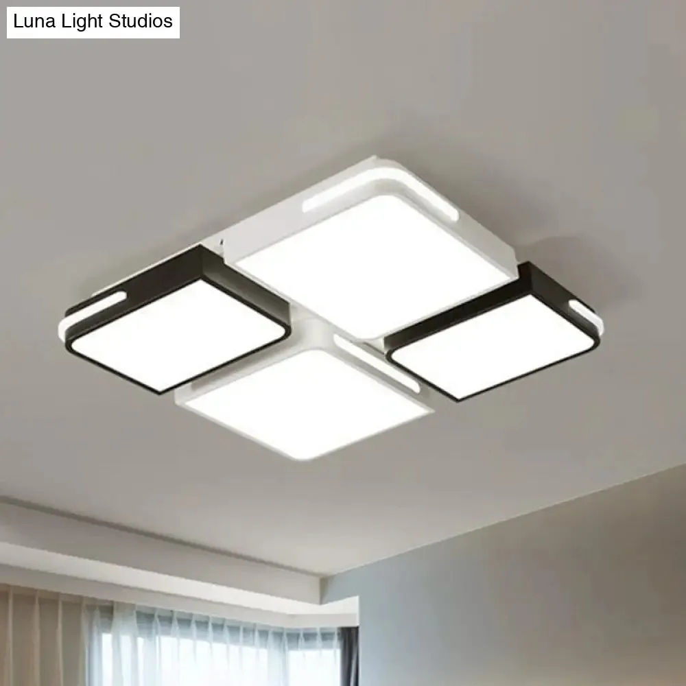 Contemporary Acrylic Flush Ceiling Light - Black and White LED Fixture