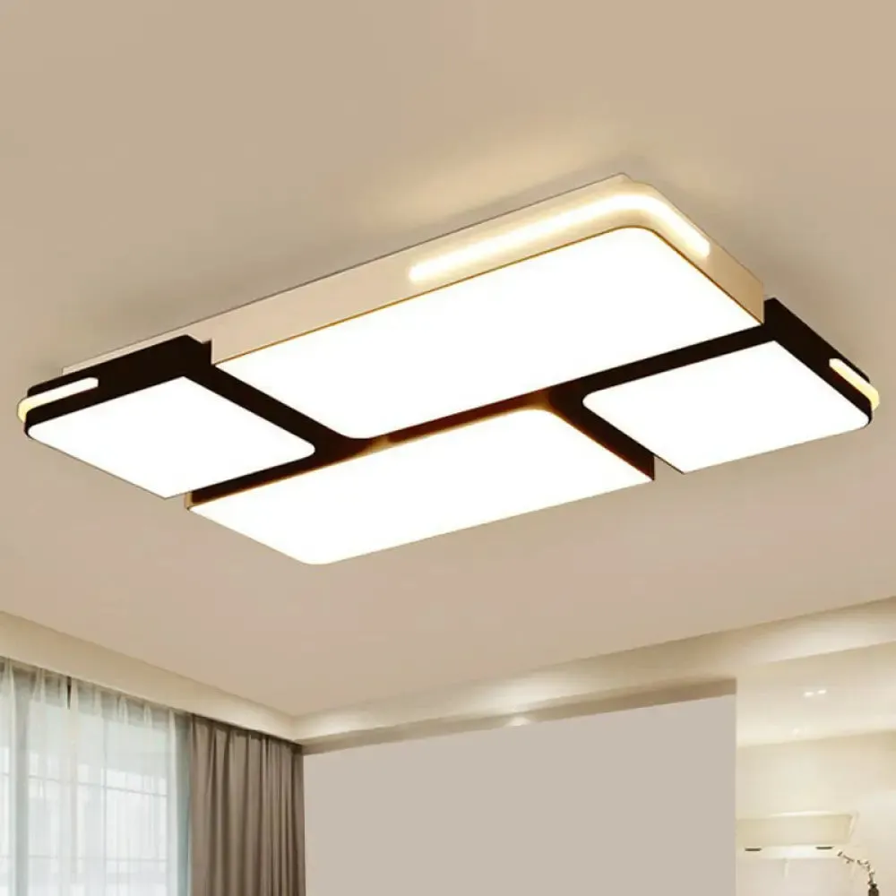 Contemporary Acrylic Flush Ceiling Light - Black and White LED Fixture