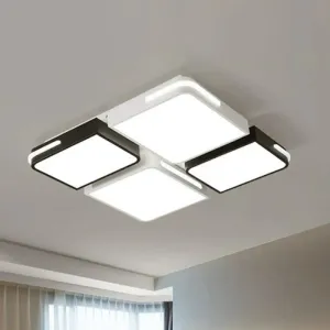 Contemporary Acrylic Flush Ceiling Light - Black and White LED Fixture