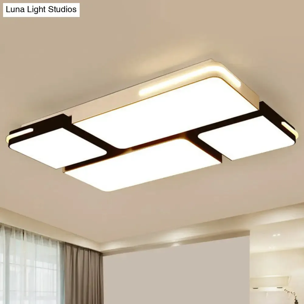 Contemporary Acrylic Flush Ceiling Light - Black and White LED Fixture