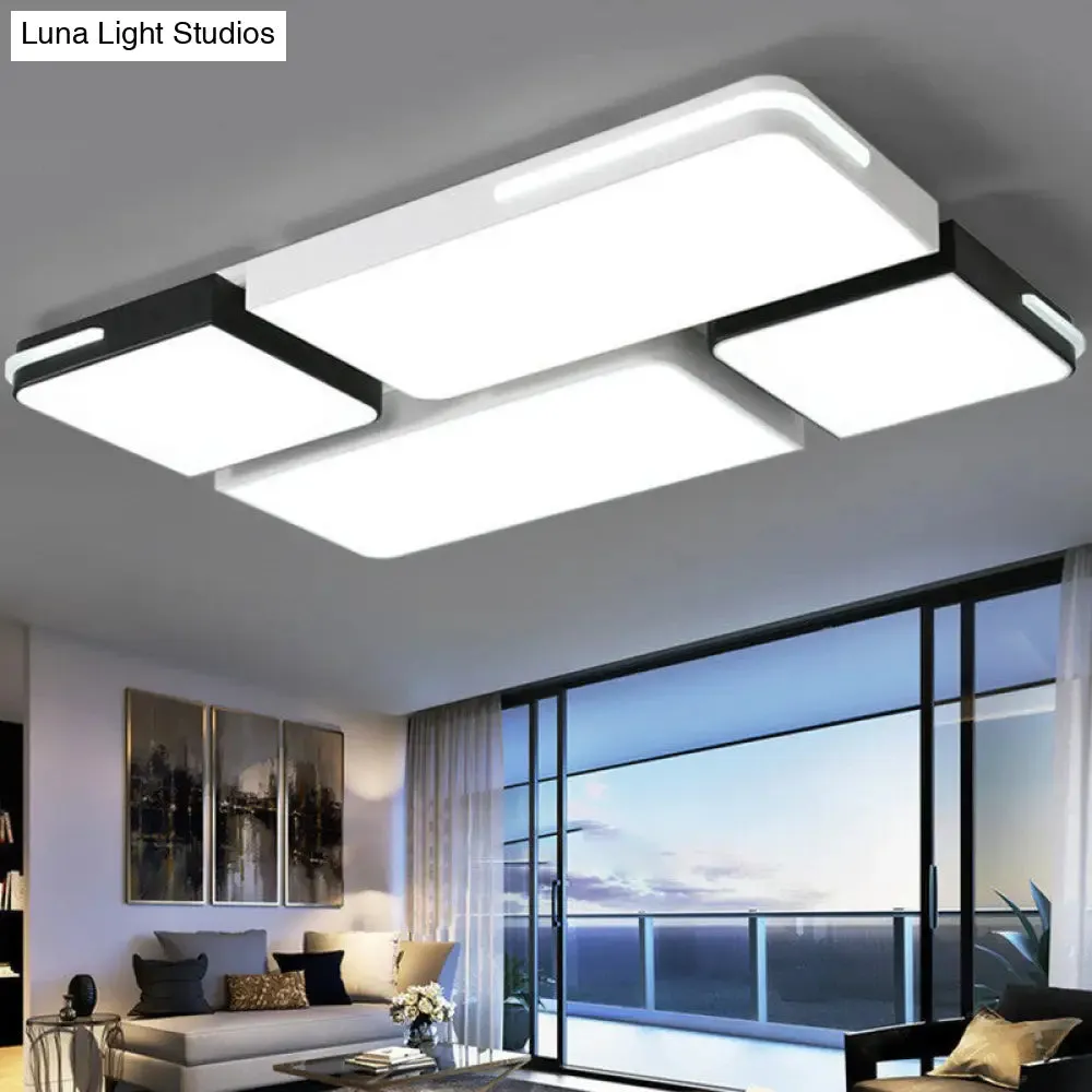 Contemporary Acrylic Flush Ceiling Light - Black and White LED Fixture