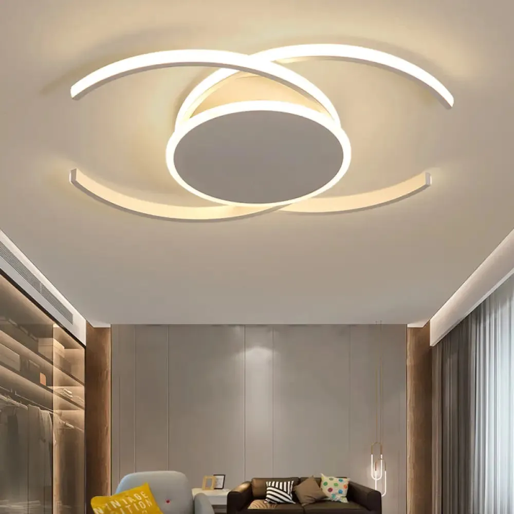 Contemporary Acrylic Flushmount with Double C Design - Indoor White LED Lighting