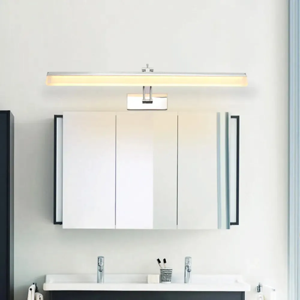 Contemporary Chrome LED Wall Vanity Light - Acrylic Elongated Design with Warm/White Light