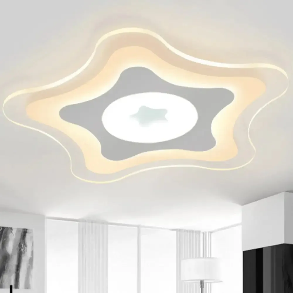 Contemporary Clear Starfish LED Flush Ceiling Light for Kids Bedroom