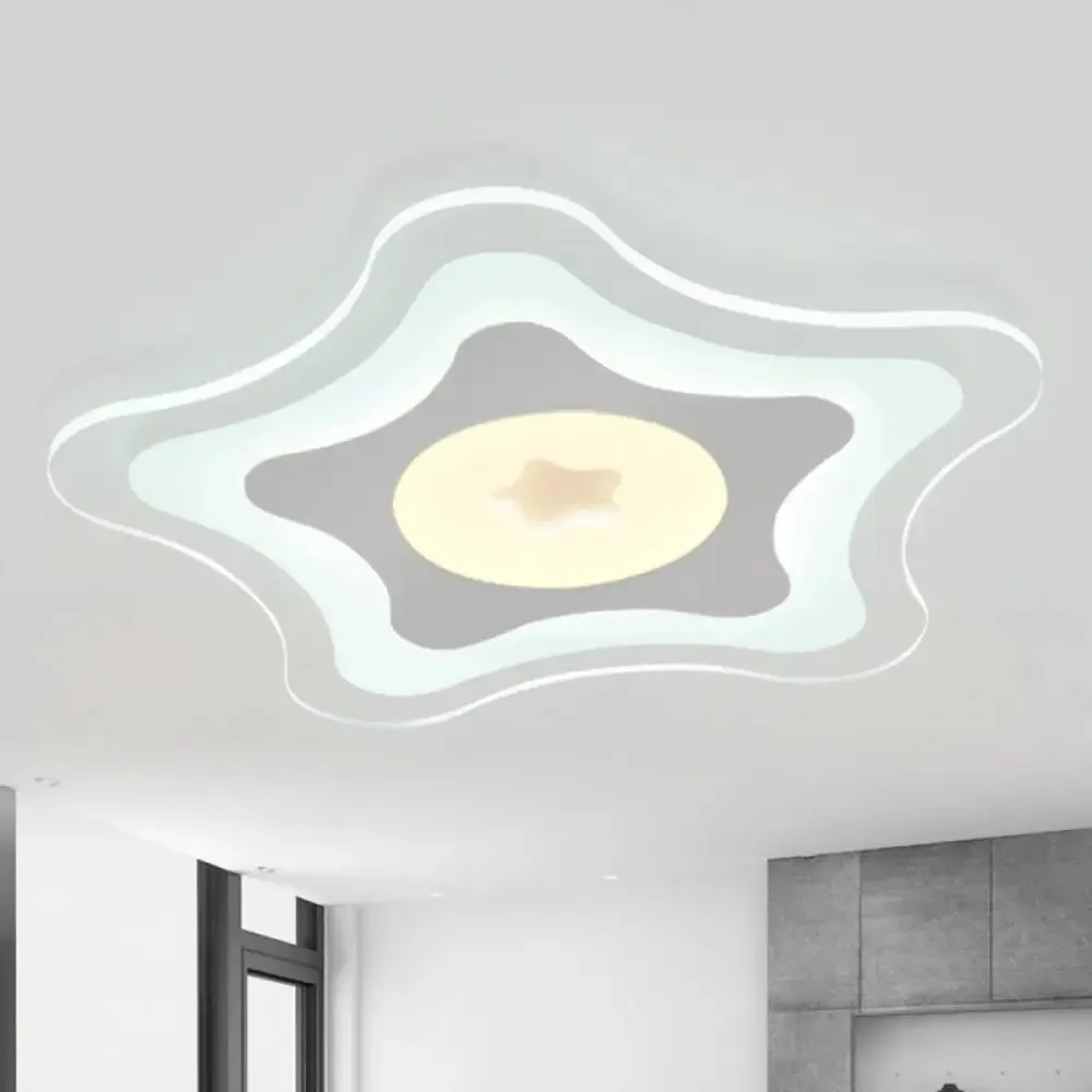 Contemporary Clear Starfish LED Flush Ceiling Light for Kids Bedroom