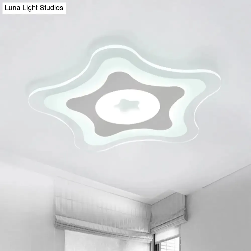 Contemporary Clear Starfish LED Flush Ceiling Light for Kids Bedroom