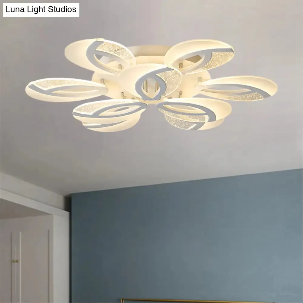 Contemporary Flush Mount Fan Ceiling Light with Adjustable Acrylic Shade in Multiple Light Tones