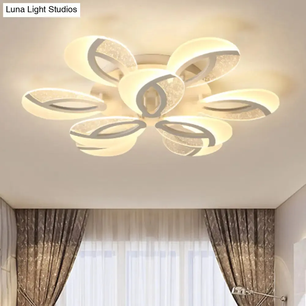 Contemporary Flush Mount Fan Ceiling Light with Adjustable Acrylic Shade in Multiple Light Tones