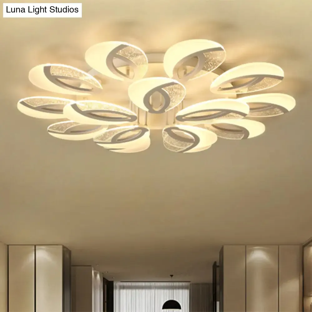 Contemporary Flush Mount Fan Ceiling Light with Adjustable Acrylic Shade in Multiple Light Tones