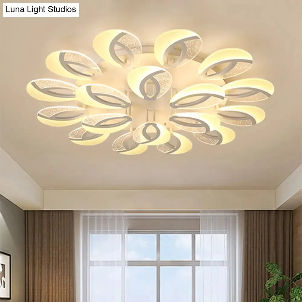 Contemporary Flush Mount Fan Ceiling Light with Adjustable Acrylic Shade in Multiple Light Tones