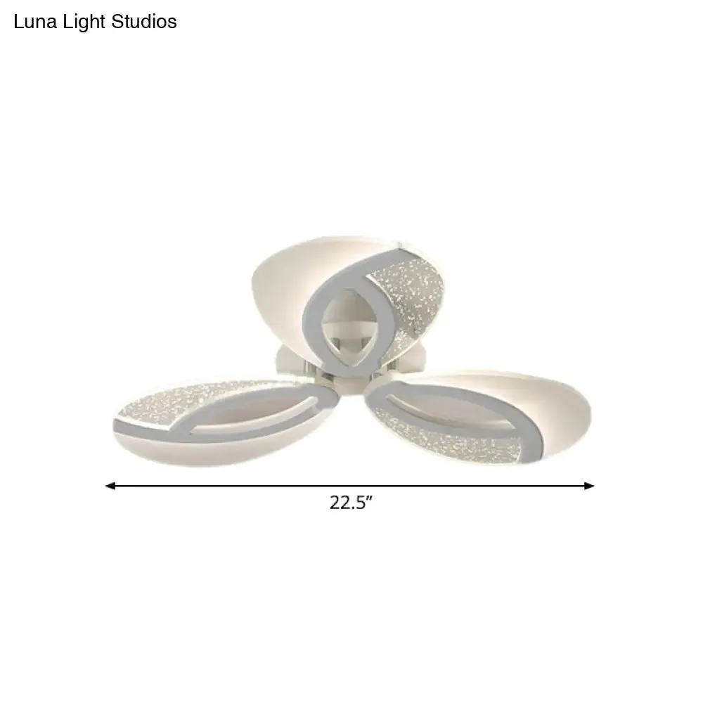 Contemporary Flush Mount Fan Ceiling Light with Adjustable Acrylic Shade in Multiple Light Tones