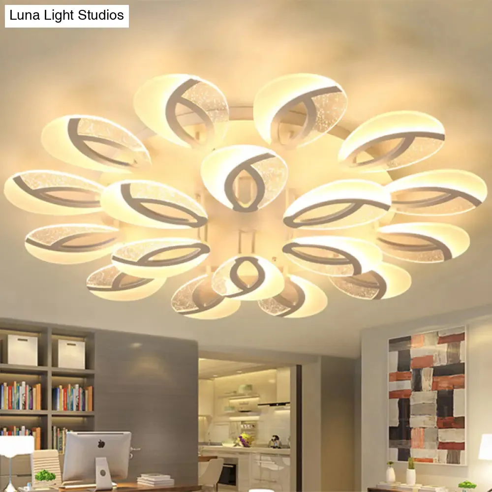 Contemporary Flush Mount Fan Ceiling Light with Adjustable Acrylic Shade in Multiple Light Tones