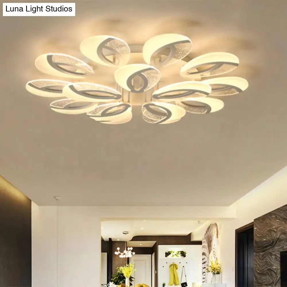 Contemporary Flush Mount Fan Ceiling Light with Adjustable Acrylic Shade in Multiple Light Tones