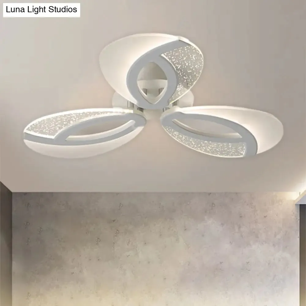 Contemporary Flush Mount Fan Ceiling Light with Adjustable Acrylic Shade in Multiple Light Tones