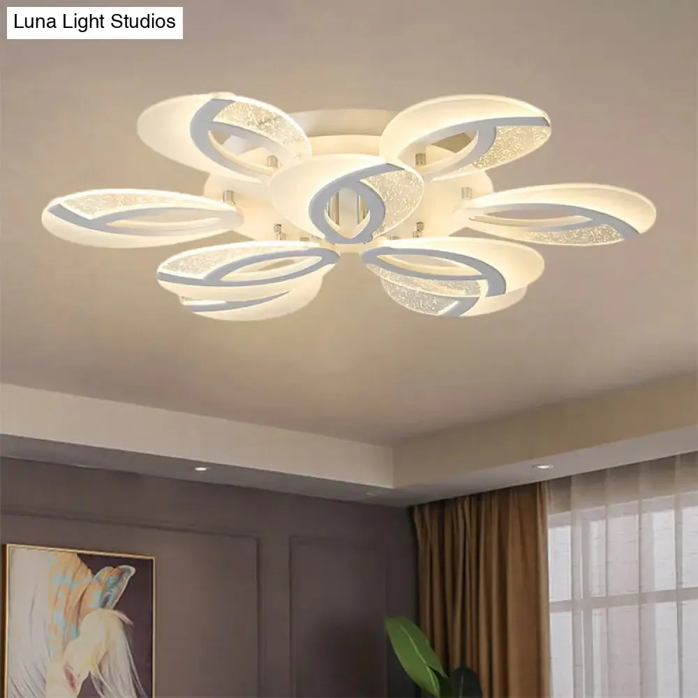 Contemporary Flush Mount Fan Ceiling Light with Adjustable Acrylic Shade in Multiple Light Tones