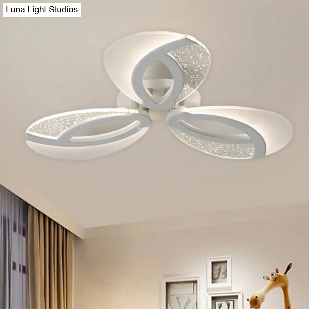 Contemporary Flush Mount Fan Ceiling Light with Adjustable Acrylic Shade in Multiple Light Tones