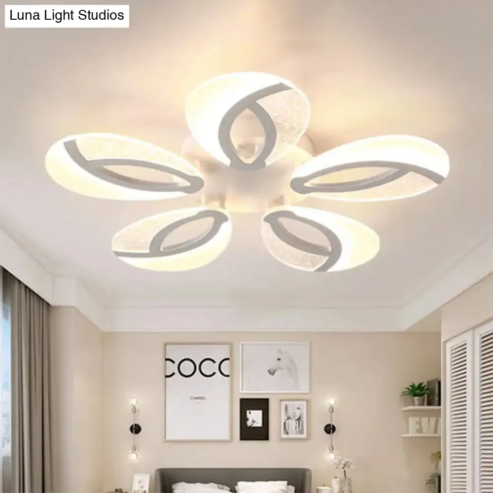 Contemporary Flush Mount Fan Ceiling Light with Adjustable Acrylic Shade in Multiple Light Tones