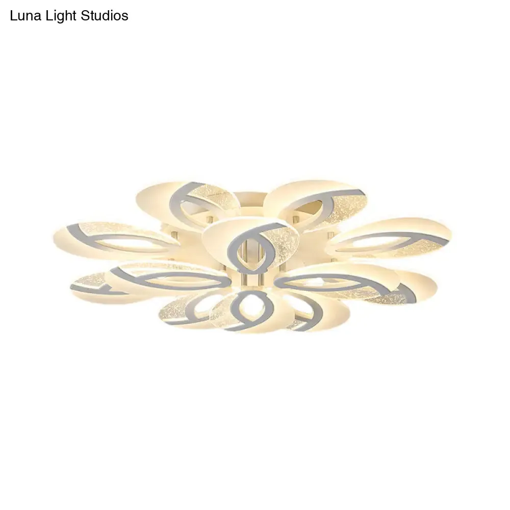 Contemporary Flush Mount Fan Ceiling Light with Adjustable Acrylic Shade in Multiple Light Tones