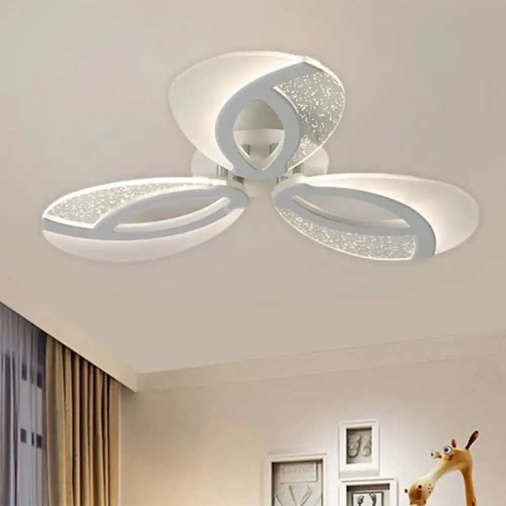 Contemporary Flush Mount Fan Ceiling Light with Adjustable Acrylic Shade in Multiple Light Tones