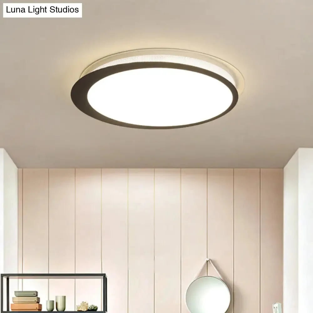 Contemporary Metal LED Ceiling Mount Lamp - Circle Flush Light Fixture with Acrylic Diffuser in White/Warm Light