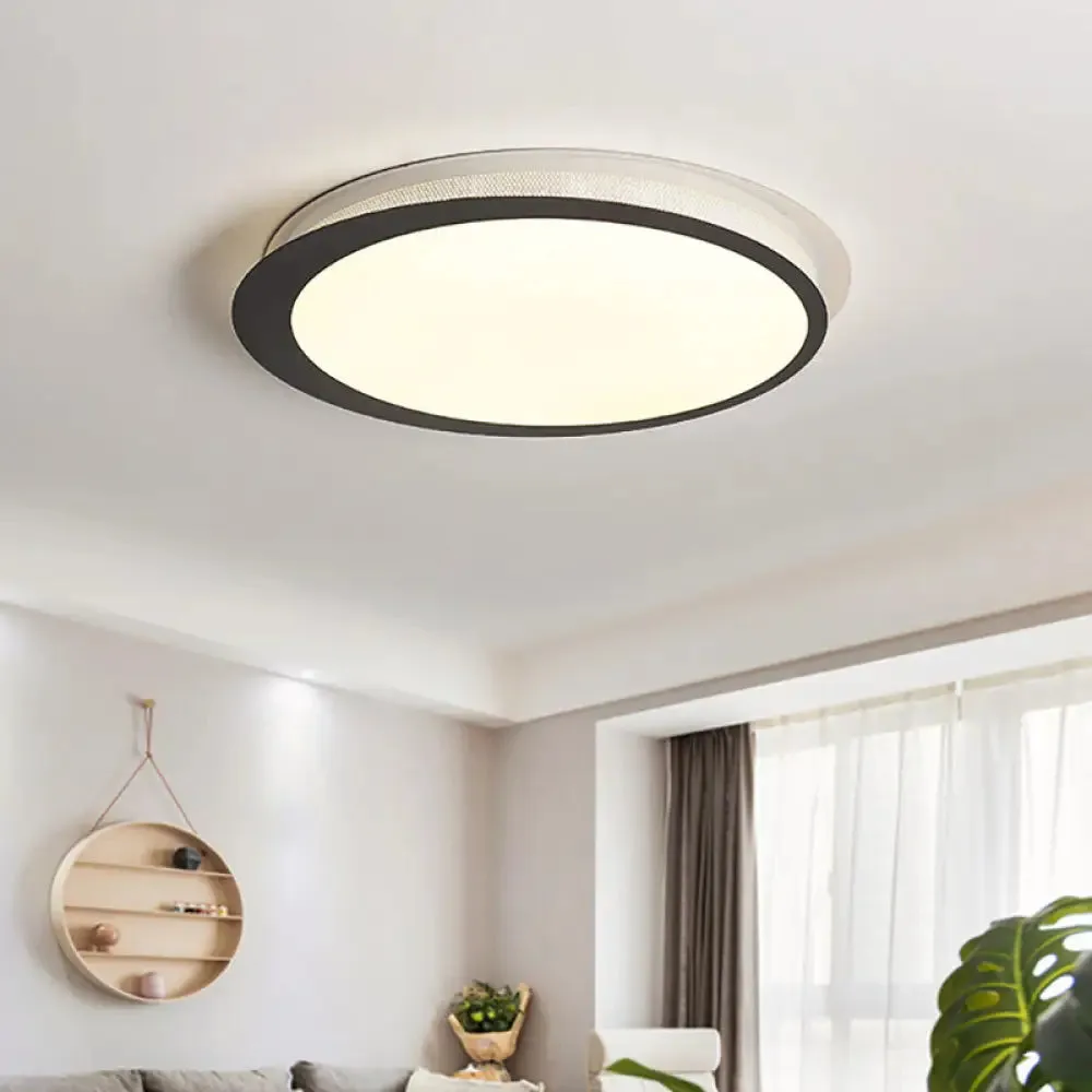 Contemporary Metal LED Ceiling Mount Lamp - Circle Flush Light Fixture with Acrylic Diffuser in White/Warm Light