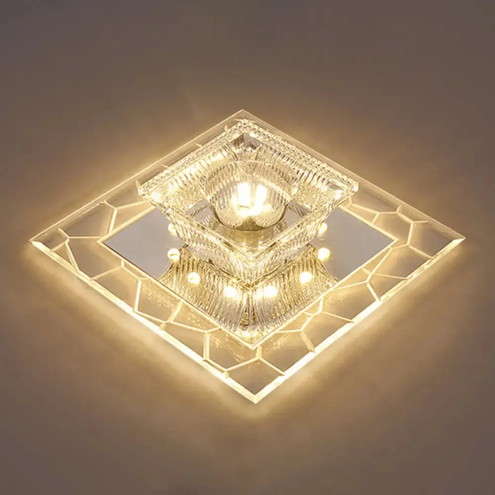 Contemporary Ribbed Crystal Clear LED Flush Mount Ceiling Light with Flared Design