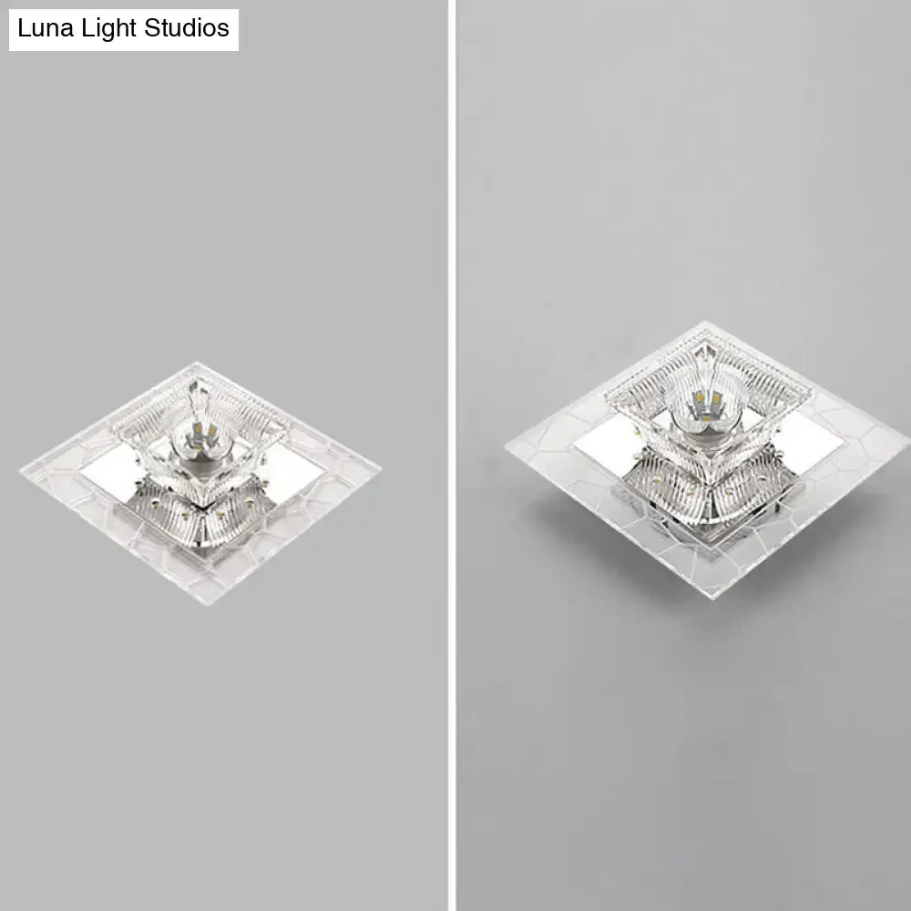 Contemporary Ribbed Crystal Clear LED Flush Mount Ceiling Light with Flared Design