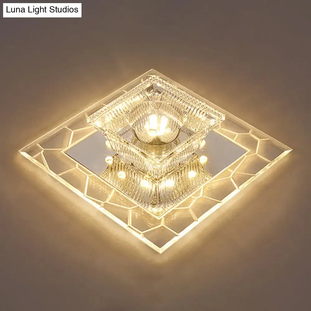 Contemporary Ribbed Crystal Clear LED Flush Mount Ceiling Light with Flared Design