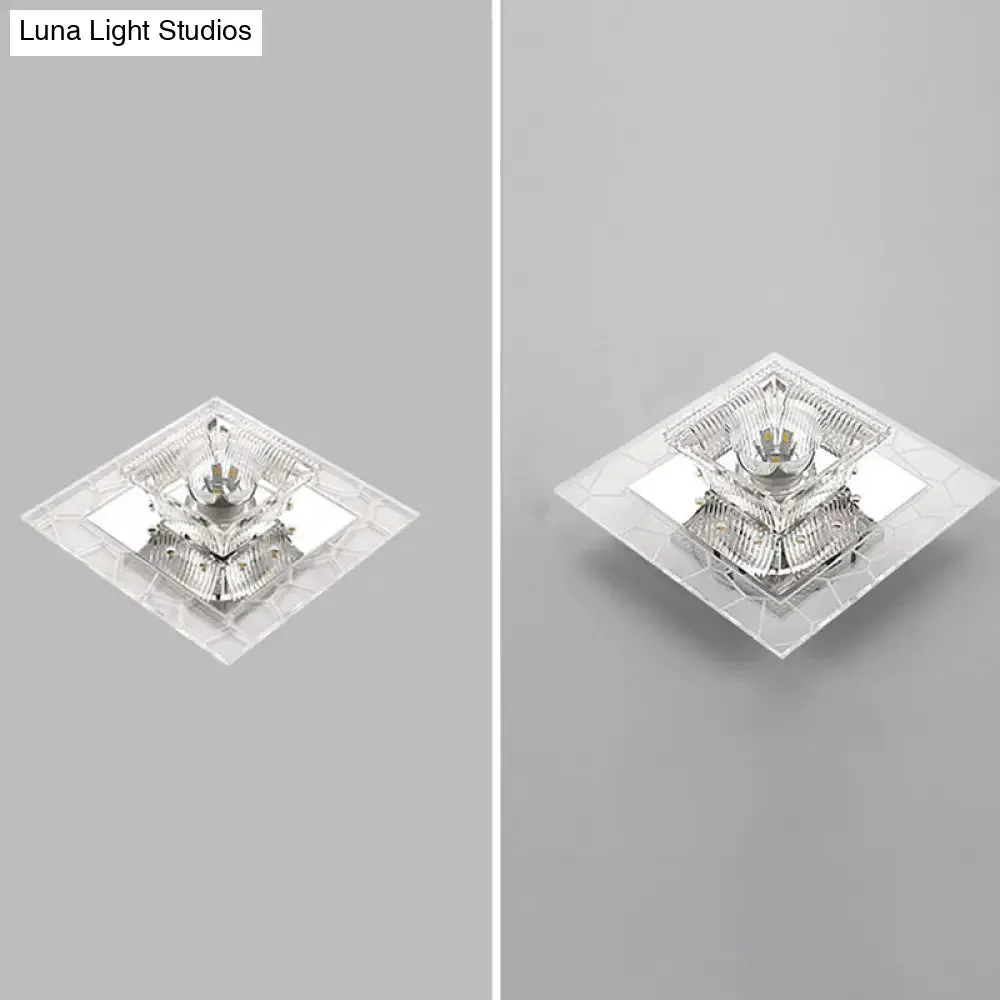 Contemporary Ribbed Crystal Clear LED Flush Mount Ceiling Light with Flared Design