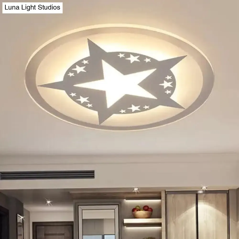 Contemporary Star Acrylic Ceiling Lamp - Circle Living Room Light in White