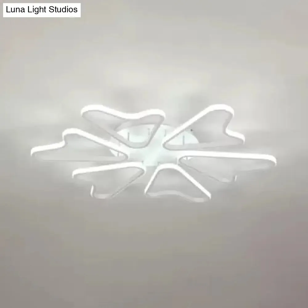 Contemporary White LED Flush Mount Ceiling Light with Acrylic Horn Design for Living Room