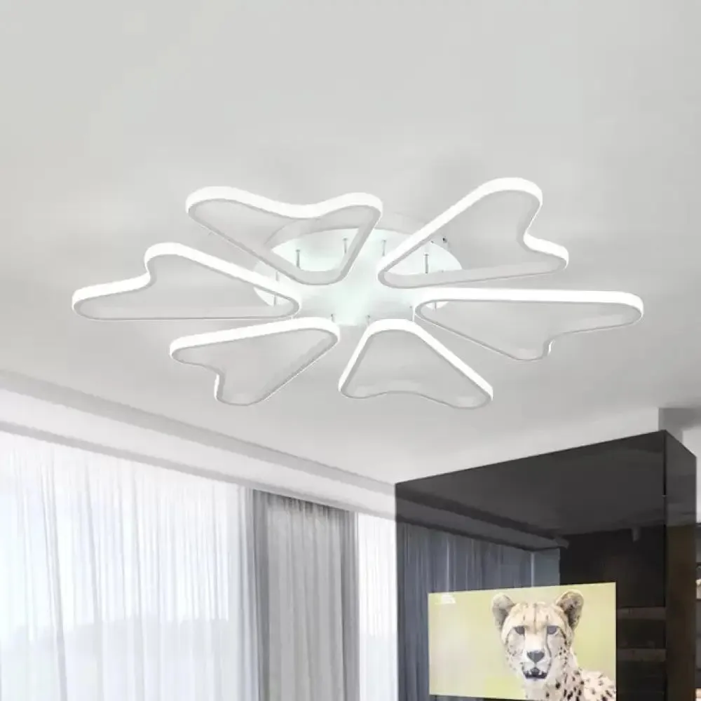 Contemporary White LED Flush Mount Ceiling Light with Acrylic Horn Design for Living Room