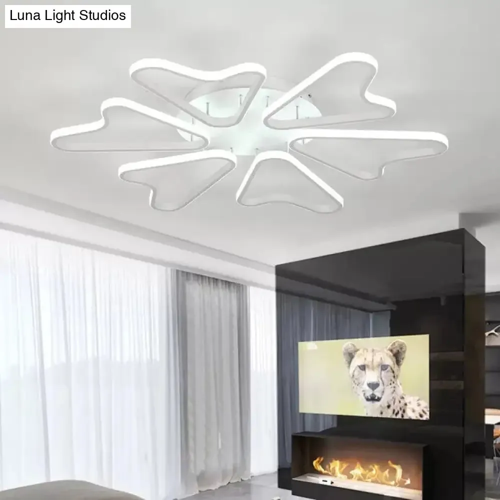 Contemporary White LED Flush Mount Ceiling Light with Acrylic Horn Design for Living Room