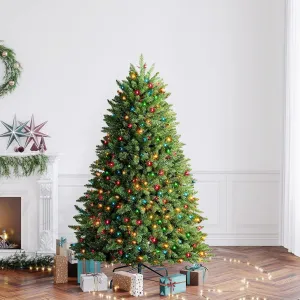 cozy 6ft Pre-Lit Spruce Christmas Tree with 500 Color Lights, Artificial Multi-Color Xmas Tree 6' 6'