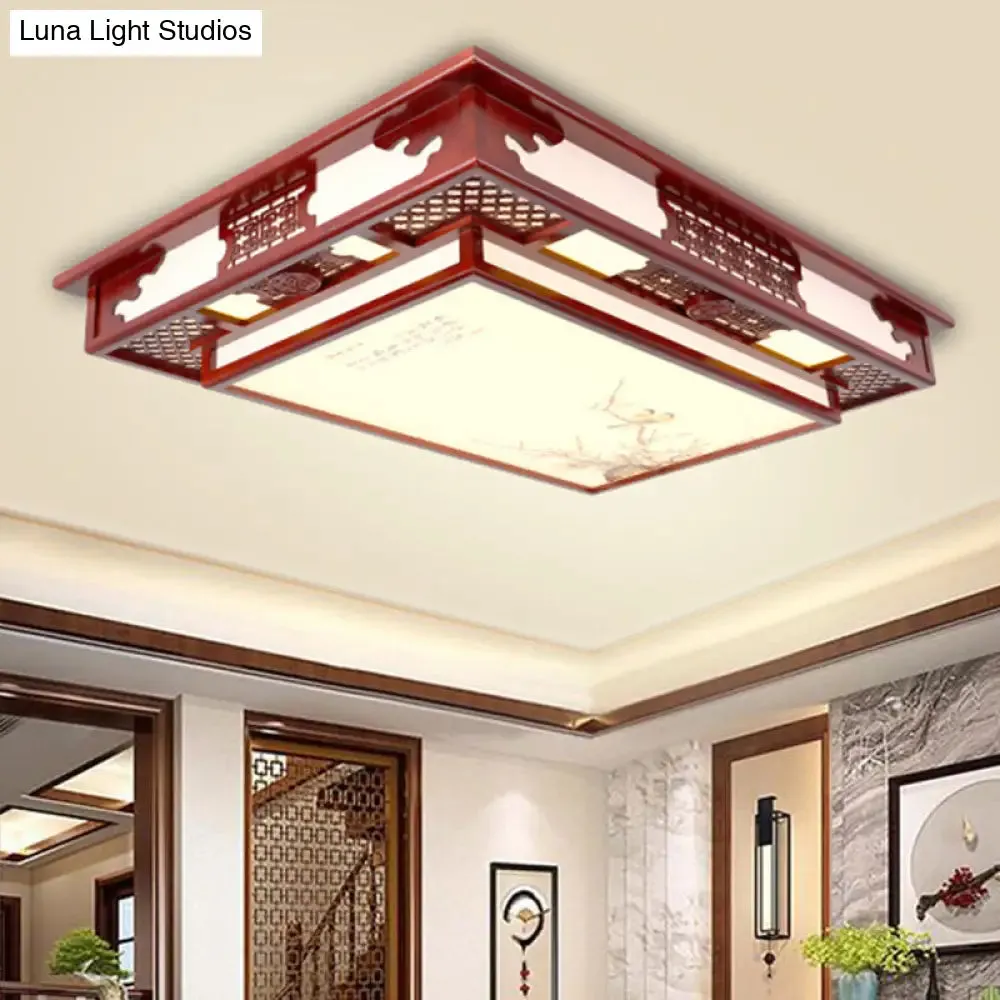 Dark Red LED Flush Mount Ceiling Lamp with Stylish Floral Design for Living Room