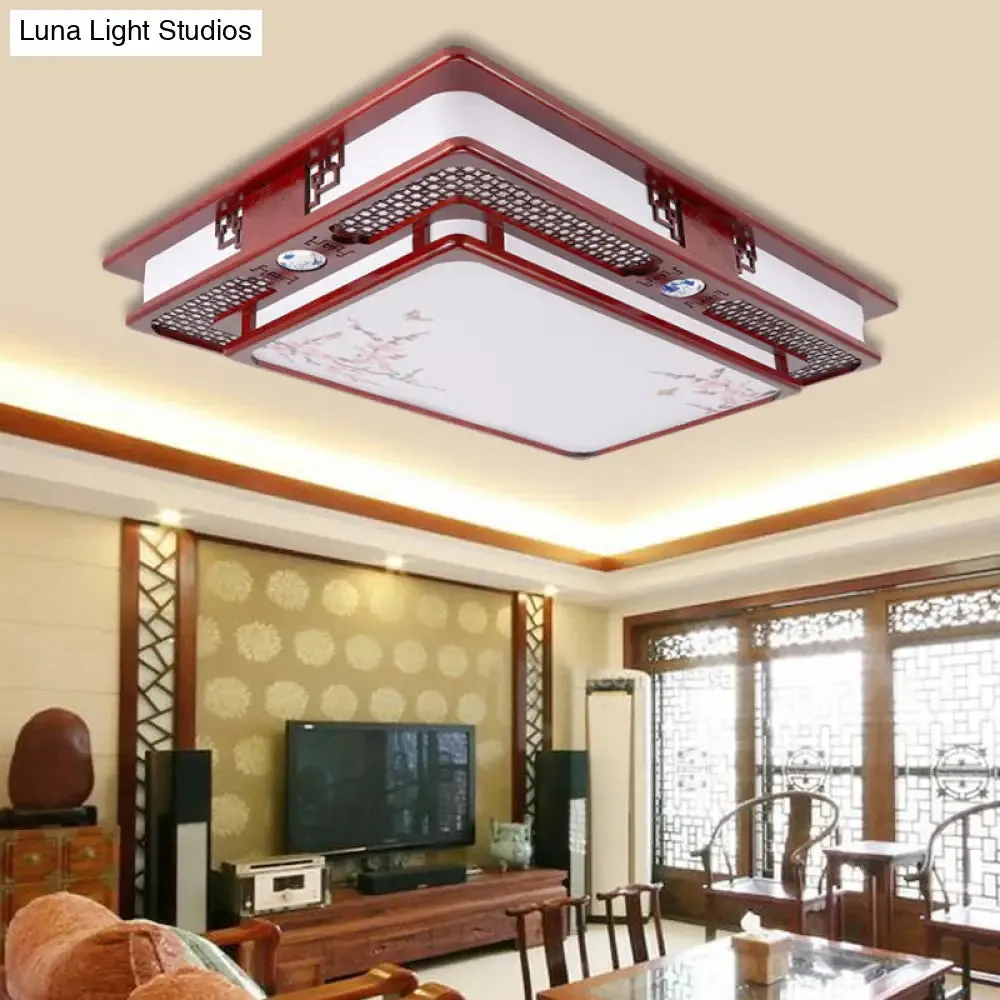 Dark Red LED Flush Mount Ceiling Lamp with Stylish Floral Design for Living Room