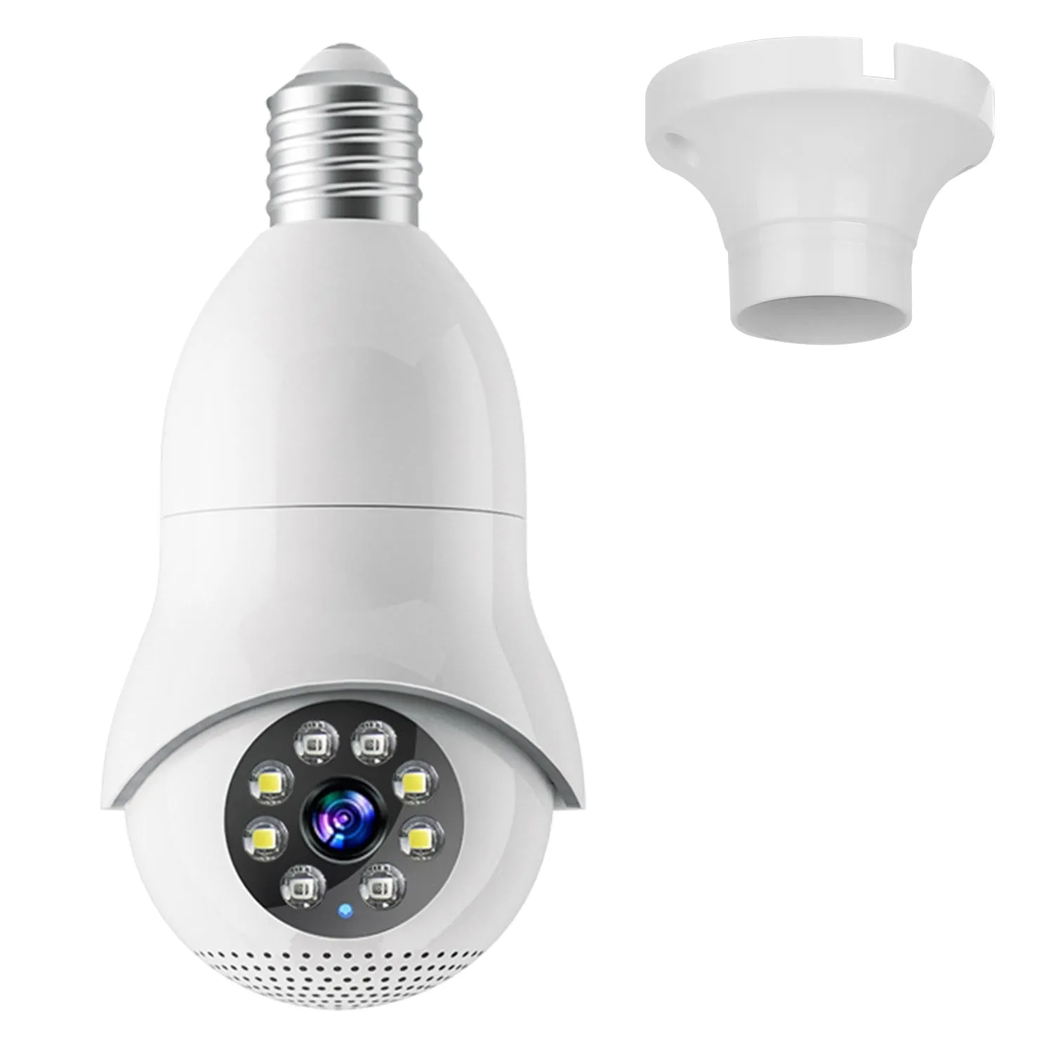 E27 WiFi Bulb Camera 1080P FHD WiFi IP Pan Tilt Security Surveillance Camera with Two-Way Audio Night Vision Flood Light Motion Tracking Siren Functio- Electronics