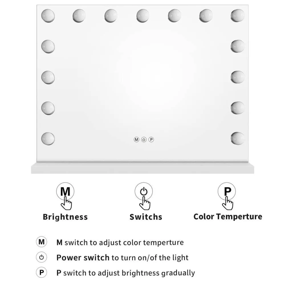 ELEGANT Dressing Table Set Makeup Mirror 15 LED Bulbs Smart Touch Control