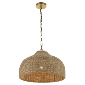 Eliza 20" Coastal Bohemian Rattan/Iron Dome LED Pendant