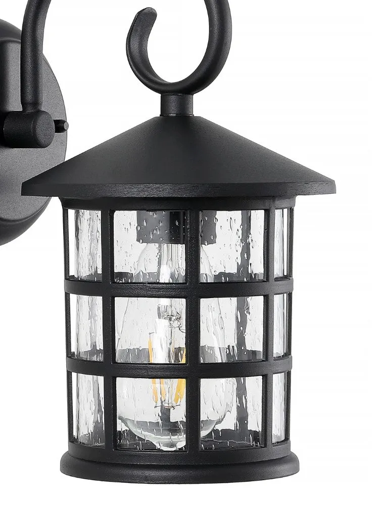 Enrique 6" Iron/Seeded Glass Cottage Rustic Scrolled Lantern LED Outdoor Lantern