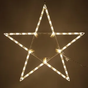 essential 32a?? Warm White LED Star Light, Fold-Flat Christmas Lighted Star, Outdoor Warm White 48'