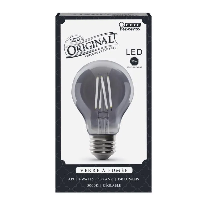 Feit LED Filament A19 E26 (Medium) LED Bulb Smoke Daylight 25 Watt Equivalence 1 pk